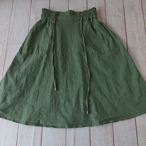 Kancy Kole sage green A-line midi skirt with pockets sz S - Picture 9 of 13